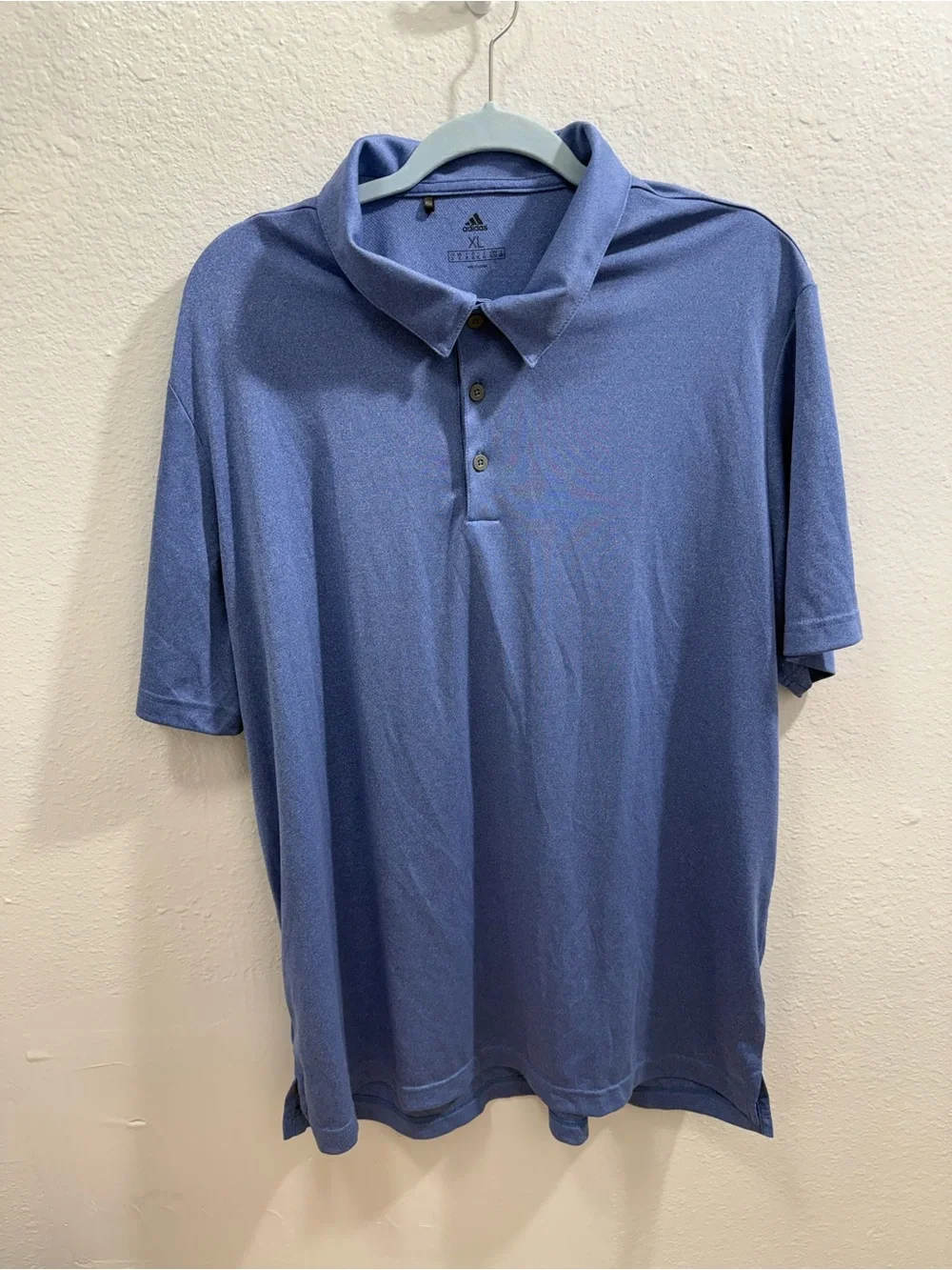 Adidas Men's Heathered Blue Performance Polo Short-Sleeves Size XL
